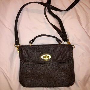 Brown Vegan Leather Crossbody Satchel